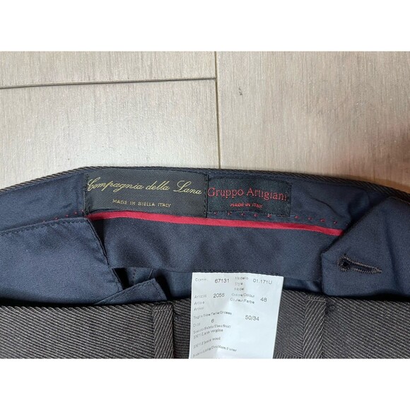 GRUPPO ARTIGIANI Men DRESS PANTS SIZE 34 X 29 WOOL Brown MADE IN ITALY - Picture 15 of 15